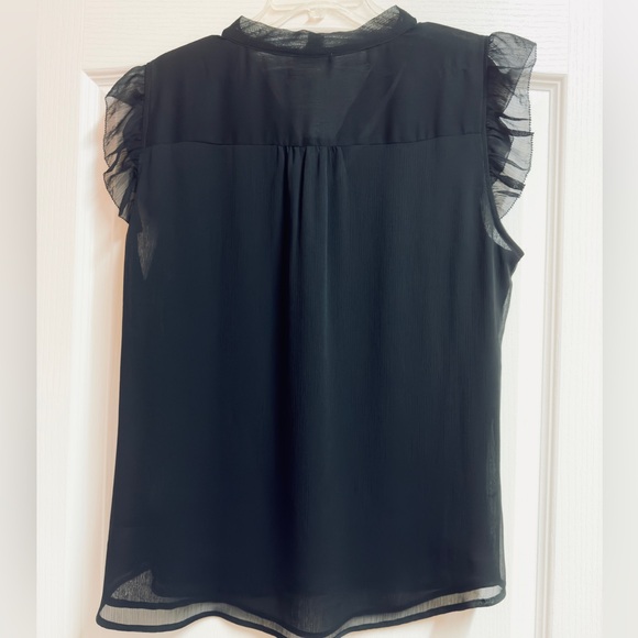 NWT Calvin Klein Semi Sheer V-Neck Black Blouse - Picture 6 of 11